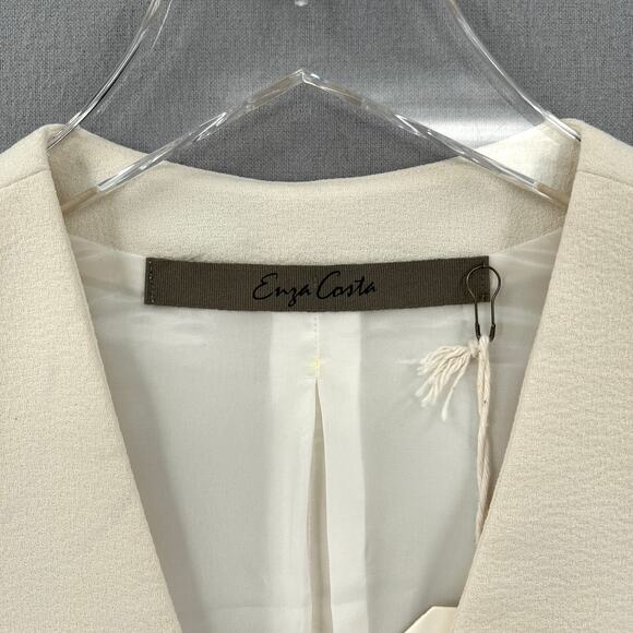 ENZA COSTA Crepe Vest Womens Small Cream Cropped Button Front NEW - Picture 10 of 16